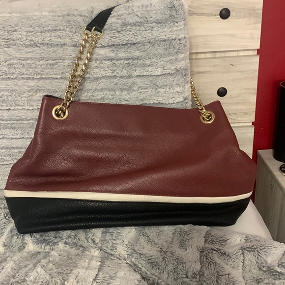 Emma Fox Vintage Leather bag with gold chain straps - Picture 2 of 7